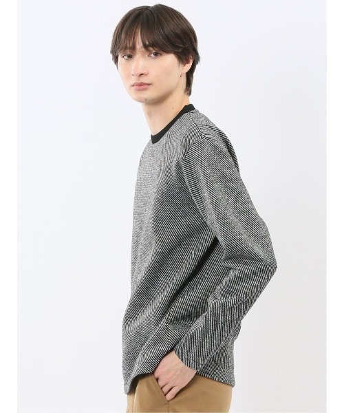m.f.editorial(エムエフエディトリアル)の「【裏起毛】m.f.エディトリアル メンズ ツイル クルーネック 長袖 Tシャツ(Tシャツ/カットソー・メンズ・ボルドー/ホワイト×ブラック・MEDIUM/X-LARGE/LARGE)」の21枚目の写真