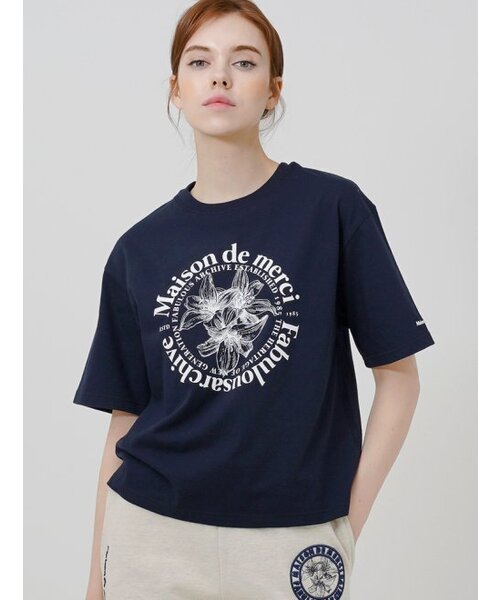 FABULOUS ARCHIVE(ファビュラスアーカイブ)の「ウィメンズ リリス リラックス クロップTシャツ ネイビー/ホワイト(FCC2TS385W)(Tシャツ/カットソー・レディース・ネイビー・SMALL/MEDIUM)」の2枚目の写真