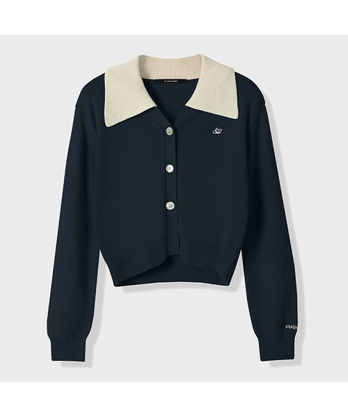 Vivacious(ビバシャス)の「Sailor Collar Knit Cardigan_5Colors(カーディガン/ボレロ・レディース・パープル/ネイビー/ピンク/ブルー/グリーン・FREE)」の3枚目の写真