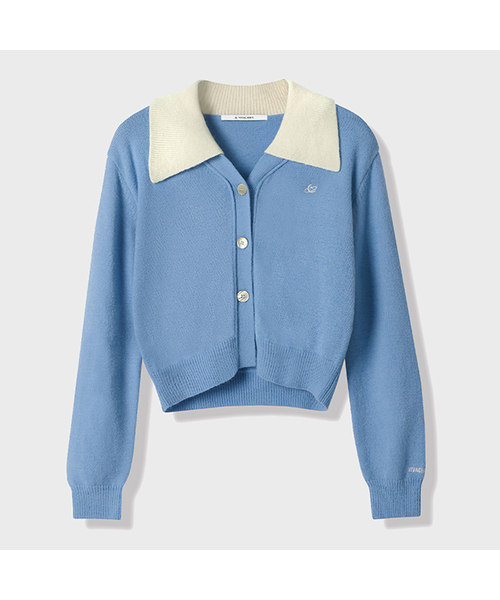 Vivacious(ビバシャス)の「Sailor Collar Knit Cardigan_5Colors(カーディガン/ボレロ・レディース・パープル/ネイビー/ピンク/ブルー/グリーン・FREE)」の1枚目の写真