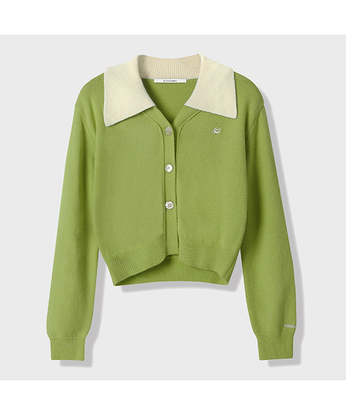 Vivacious(ビバシャス)の「Sailor Collar Knit Cardigan_5Colors(カーディガン/ボレロ・レディース・パープル/ネイビー/ピンク/ブルー/グリーン・FREE)」の2枚目の写真