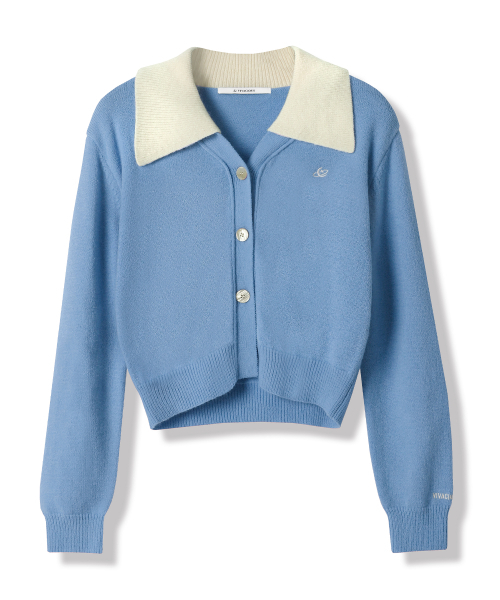 Vivacious(ビバシャス)の「Sailor Collar Knit Cardigan_5Colors(カーディガン/ボレロ・レディース・パープル/ネイビー/ピンク/ブルー/グリーン・FREE)」の7枚目の写真