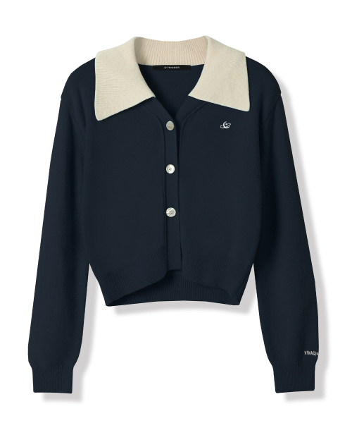 Vivacious(ビバシャス)の「Sailor Collar Knit Cardigan_5Colors(カーディガン/ボレロ・レディース・パープル/ネイビー/ピンク/ブルー/グリーン・FREE)」の8枚目の写真