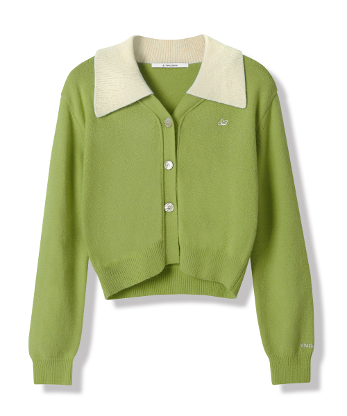 Vivacious(ビバシャス)の「Sailor Collar Knit Cardigan_5Colors(カーディガン/ボレロ・レディース・パープル/ネイビー/ピンク/ブルー/グリーン・FREE)」の9枚目の写真