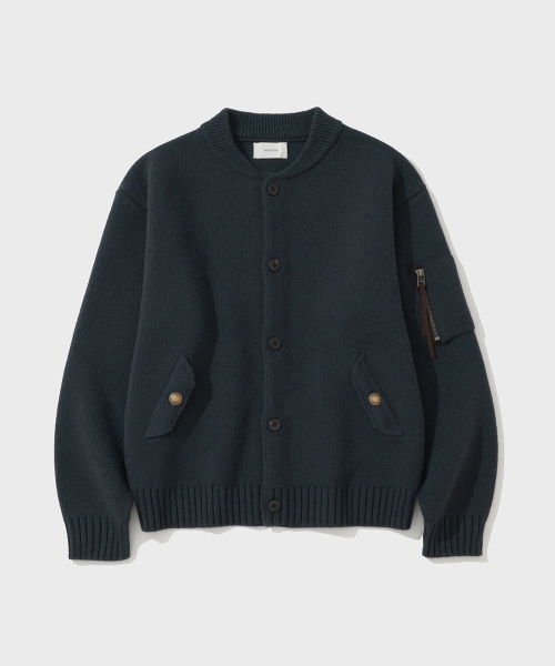 CHUNKY YARN HEAVY CARDIGAN (STEEL NAVY)