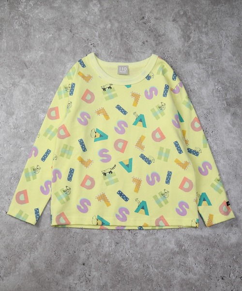 DILASH（ディラッシュ）の「（お揃い可）アルファベット総柄 長袖Tシャツ（Tシャツ/カットソー・キッズ・イエロー/オフホワイト・80/90/100/120/130/110）」の2枚目の写真