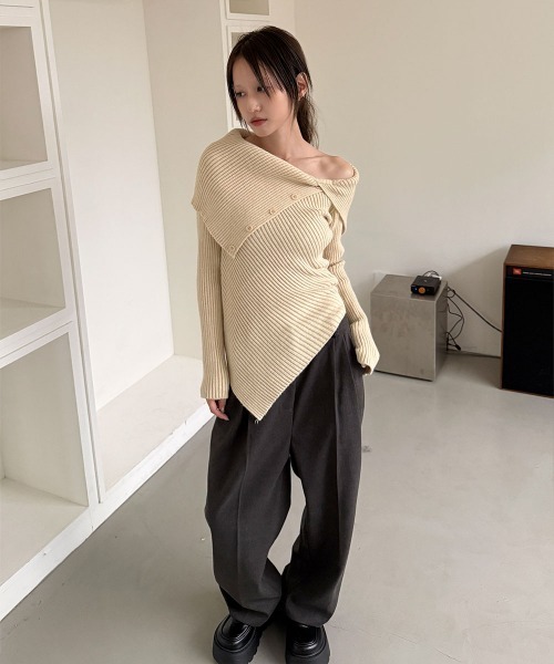 4INT.(フォイント)の「ツータック ワイド スラックス(スラックス・レディース・ブラウン/チャコール/ブラック・M/L/S)」の16枚目の写真