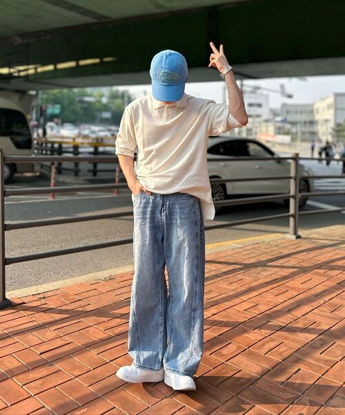GCLIP（ジクリップ）の「ブルーウォッシュカーブド切り替えラインワイドデニムパンツ（デニムパンツ・レディース・ブルー・38/36/34/32/30/26/28）」の15枚目の写真