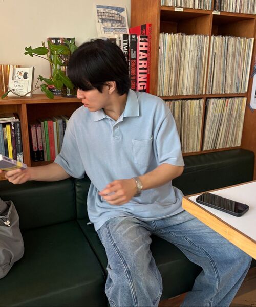 GCLIP（ジクリップ）の「ブルーウォッシュカーブド切り替えラインワイドデニムパンツ（デニムパンツ・レディース・ブルー・38/36/34/32/30/26/28）」の18枚目の写真