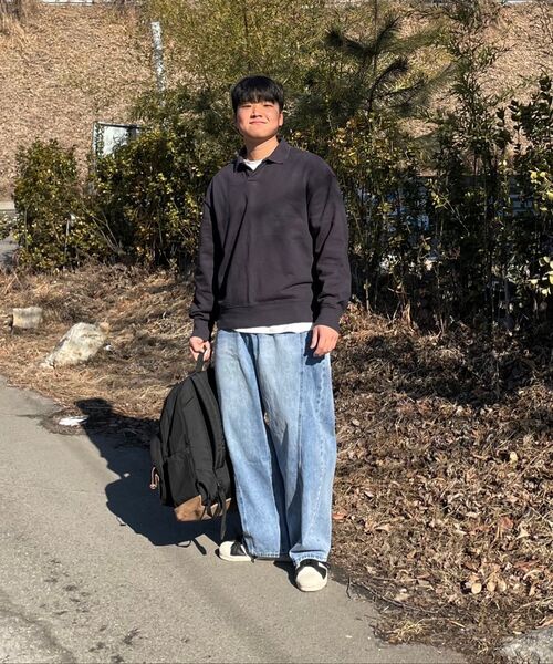 GCLIP（ジクリップ）の「ブルーウォッシュカーブド切り替えラインワイドデニムパンツ（デニムパンツ・レディース・ブルー・38/36/34/32/30/26/28）」の8枚目の写真