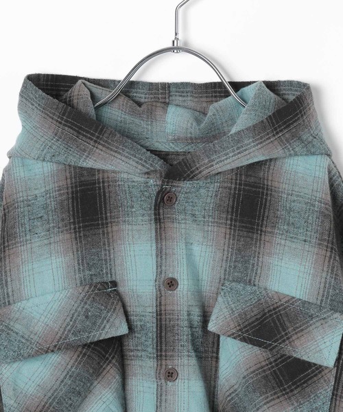 BAYFLOW（ベイフロー）の「[大人顔負け♪フェードカラー]オンブレチェックシャツパーカー(KIDS)（シャツ/ブラウス・キッズ・ブラック/ブルー・110cm/130cm/150cm）」の16枚目の写真