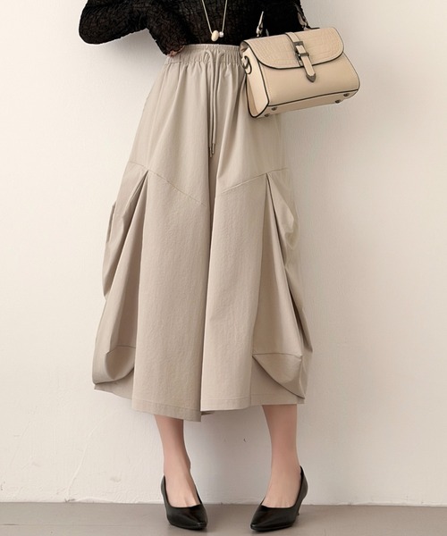 セール】サイドタックデザイン九分丈ワイドスカパン（その他パンツ