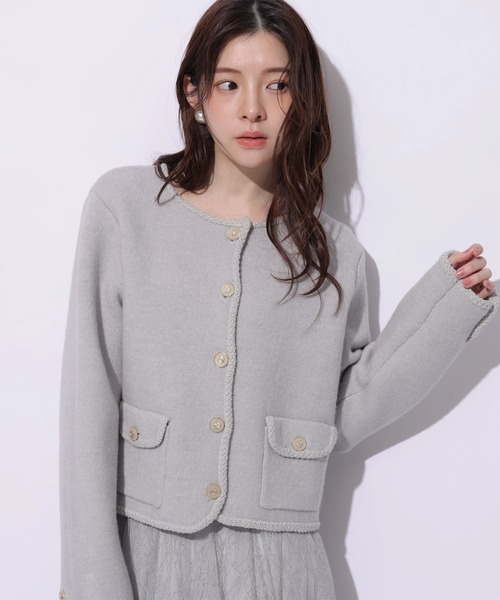 Rirandture（リランドチュール）の「フラップポケットニットジャケット（ニット/セーター・レディース・ライトイエロー/グレー/ピンク/ホワイト・2）」の9枚目の写真