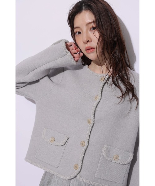 Rirandture（リランドチュール）の「フラップポケットニットジャケット（ニット/セーター・レディース・ライトイエロー/グレー/ピンク/ホワイト・2）」の14枚目の写真