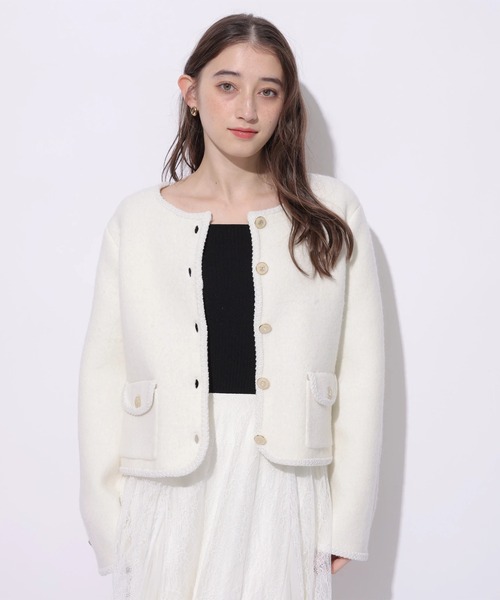 Rirandture（リランドチュール）の「フラップポケットニットジャケット（ニット/セーター・レディース・ライトイエロー/グレー/ピンク/ホワイト・2）」の15枚目の写真