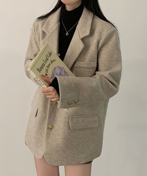 Aelina（エリナ）の「シンプルジャケット（チェスターコート・レディース・ブラック/ベージュ・FREE）」の9枚目の写真