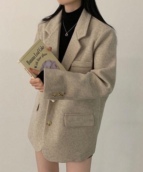 Aelina（エリナ）の「シンプルジャケット（チェスターコート・レディース・ブラック/ベージュ・FREE）」の11枚目の写真