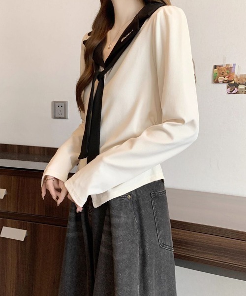 SallyLunn（サリーラン）の「バイカラーボータイトップス（その他トップス・レディース・ホワイト/スミクロ・MEDIUM/LARGE）」の10枚目の写真