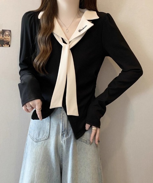 SallyLunn（サリーラン）の「バイカラーボータイトップス（その他トップス・レディース・ホワイト/スミクロ・MEDIUM/LARGE）」の8枚目の写真