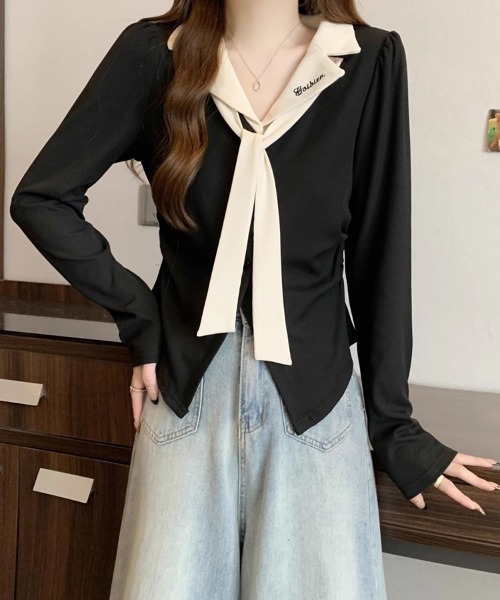 SallyLunn（サリーラン）の「バイカラーボータイトップス（その他トップス・レディース・ホワイト/スミクロ・MEDIUM/LARGE）」の7枚目の写真
