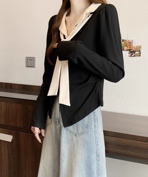 SallyLunn（サリーラン）の「バイカラーボータイトップス（その他トップス・レディース・ホワイト/スミクロ・MEDIUM/LARGE）」の6枚目の写真