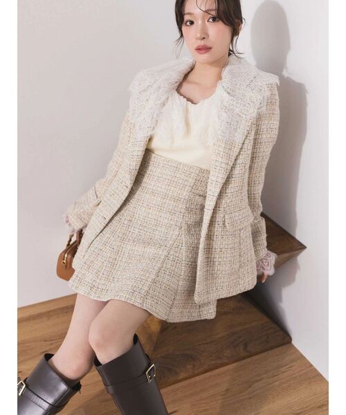 MERCURYDUO(マーキュリーデュオ)の「【セットアップ着用可】バックZIPミニスカパン(スカート・レディース・アイボリー/チャコールグレー/ブルー/ベージュ・SMALL/MEDIUM)」の3枚目の写真