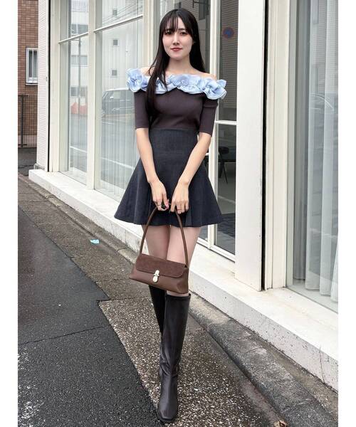 MERCURYDUO(マーキュリーデュオ)の「【セットアップ着用可】バックZIPミニスカパン(スカート・レディース・アイボリー/チャコールグレー/ブルー/ベージュ・SMALL/MEDIUM)」の16枚目の写真
