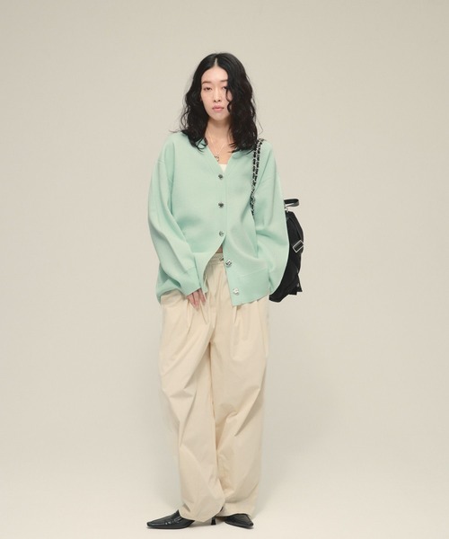 eL（エル）の「【eL】12G Vertical VCardigan/636828（カーディガン/ボレロ・レディース・ミント/ブラック/オフホワイト・FREE）」の13枚目の写真