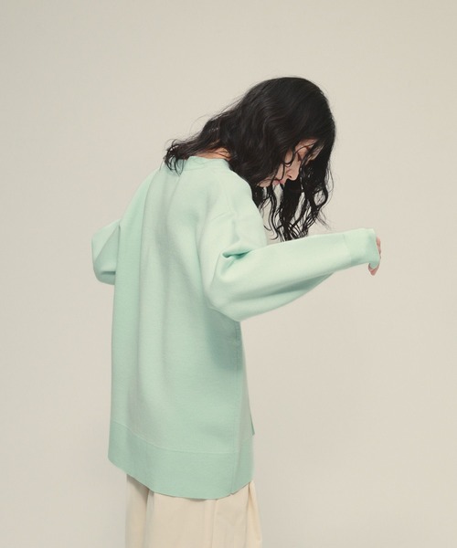 eL（エル）の「【eL】12G Vertical VCardigan/636828（カーディガン/ボレロ・レディース・ミント/ブラック/オフホワイト・FREE）」の16枚目の写真