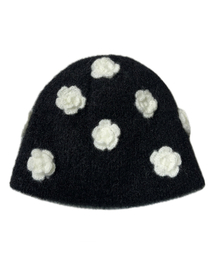 RUNDS（ランディエス）の「フラワービーニー（黒）（ニットキャップ/ビーニー）」