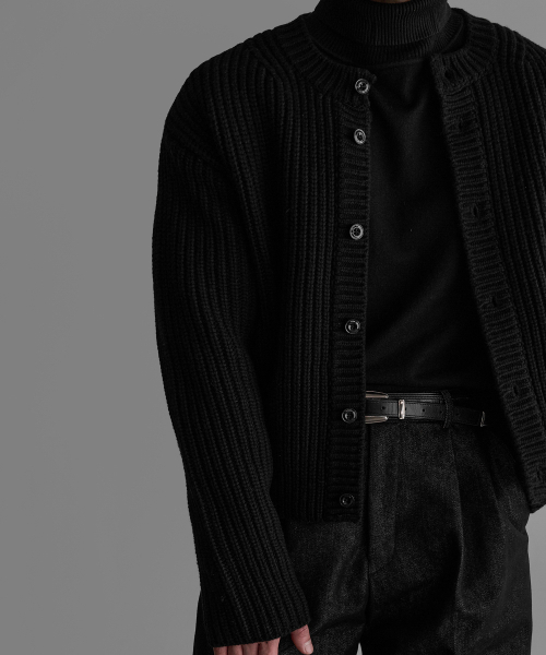 Hebei wool cropped round cardigan [black] — короткий кардиган