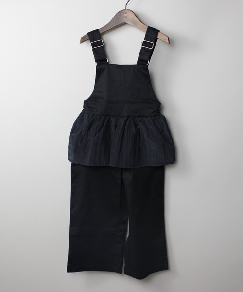 maarook（マルーク）の「カルゼストレッチペプラムサロペットパンツ（サロペット/オーバーオール・キッズ・ブラック/ホワイト・160cm/150cm/140cm）」の9枚目の写真