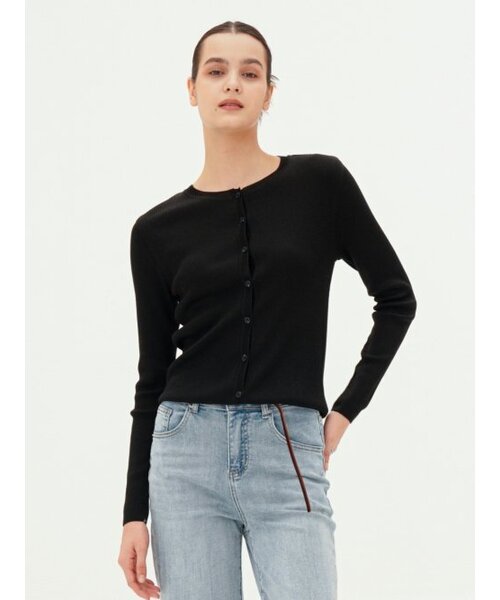 ACUD(アクド)の「Round Neck Ribbed Cardigan _Black(カーディガン/ボレロ・レディース・ブラック・FREE)」の3枚目の写真