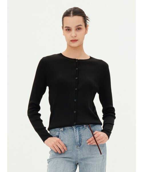 ACUD(アクド)の「Round Neck Ribbed Cardigan _Black(カーディガン/ボレロ・レディース・ブラック・FREE)」の4枚目の写真