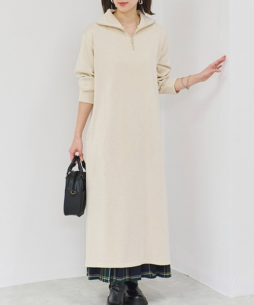 Fizz(フィズ)の「裏シャギーハーフジップワンピース(ワンピース・レディース・ブラック/モカ/ベージュ・M/L)」の3枚目の写真