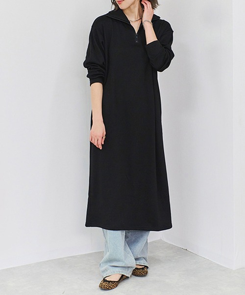 Fizz(フィズ)の「裏シャギーハーフジップワンピース(ワンピース・レディース・ブラック/モカ/ベージュ・M/L)」の2枚目の写真