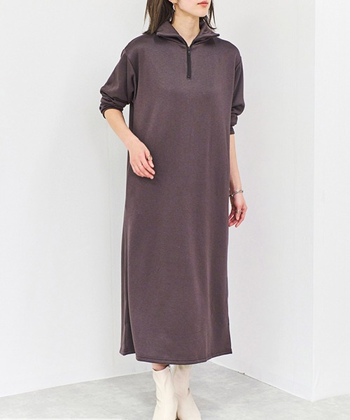 Fizz(フィズ)の「裏シャギーハーフジップワンピース(ワンピース・レディース・ブラック/モカ/ベージュ・M/L)」の1枚目の写真