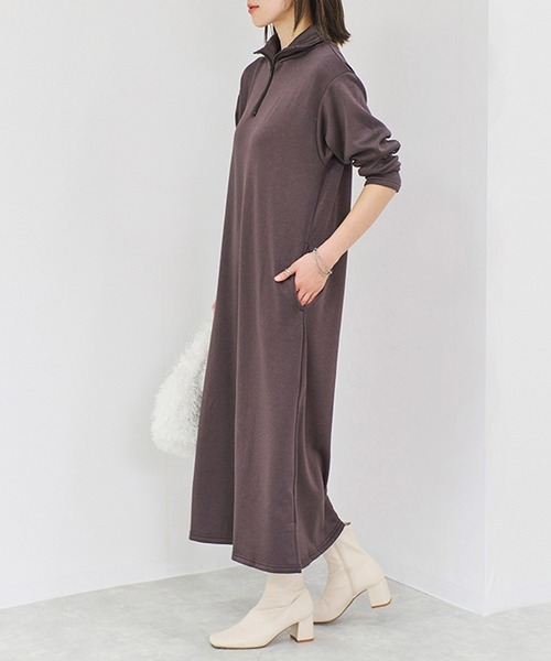 Fizz(フィズ)の「裏シャギーハーフジップワンピース(ワンピース・レディース・ブラック/モカ/ベージュ・M/L)」の5枚目の写真