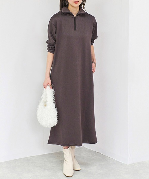 Fizz(フィズ)の「裏シャギーハーフジップワンピース(ワンピース・レディース・ブラック/モカ/ベージュ・M/L)」の4枚目の写真