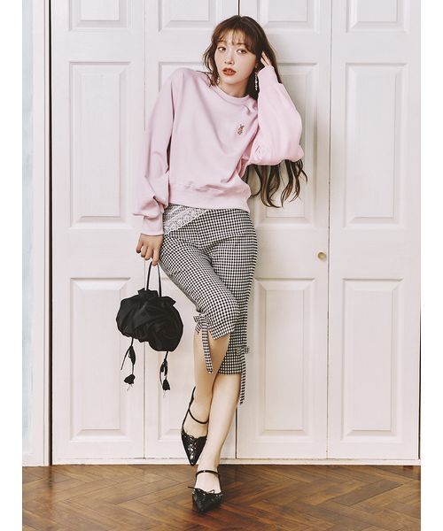 LILY BROWN（リリーブラウン）の「[L.B CANDY STOCK]3Dフラワーバッグ（ハンドバッグ・レディース・ブラック/ホワイト/ピンク・F）」の6枚目の写真