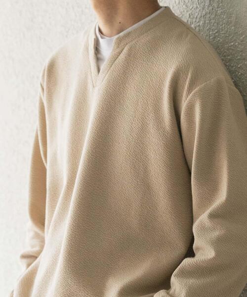 ITEMS URBANRESEARCH(アイテムズ アーバンリサーチ)の「フェイクレイヤード ジャカード スキッパー(Tシャツ/カットソー・メンズ・ブラック/グレー/ベージュ・MEDIUM/LARGE)」の3枚目の写真