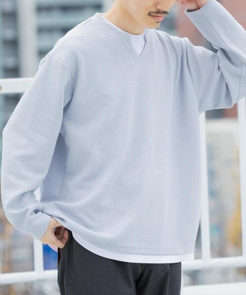 ITEMS URBANRESEARCH(アイテムズ アーバンリサーチ)の「フェイクレイヤード ジャカード スキッパー(Tシャツ/カットソー・メンズ・ブラック/グレー/ベージュ・MEDIUM/LARGE)」の2枚目の写真