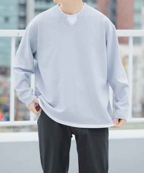 ITEMS URBANRESEARCH(アイテムズ アーバンリサーチ)の「フェイクレイヤード ジャカード スキッパー(Tシャツ/カットソー・メンズ・ブラック/グレー/ベージュ・MEDIUM/LARGE)」の4枚目の写真