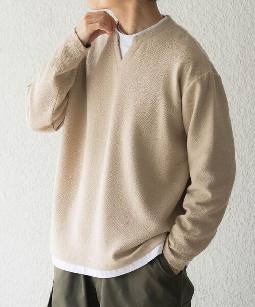 ITEMS URBANRESEARCH(アイテムズ アーバンリサーチ)の「フェイクレイヤード ジャカード スキッパー(Tシャツ/カットソー・メンズ・ブラック/グレー/ベージュ・MEDIUM/LARGE)」の10枚目の写真