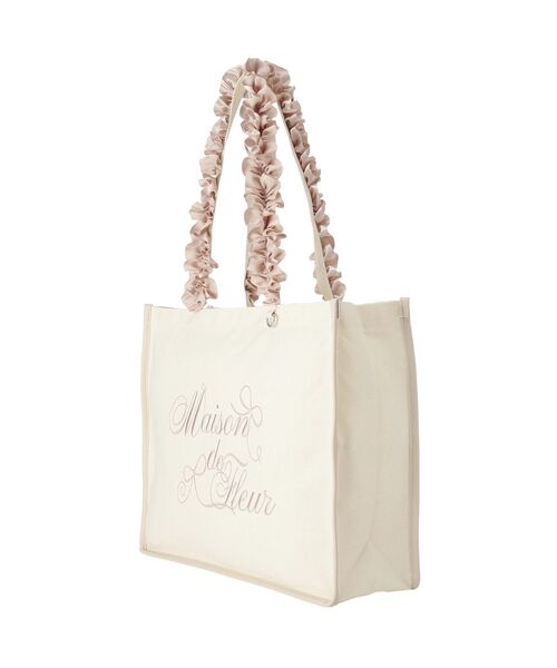 Maison de FLEUR（メゾンドフルール）の「ロゴ刺繍フリルハンドル帆布キャリーオンバッグ（トートバッグ・レディース・ピンク/ブラック・FREE）」の9枚目の写真