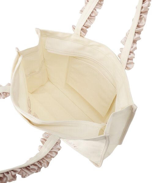 Maison de FLEUR（メゾンドフルール）の「ロゴ刺繍フリルハンドル帆布キャリーオンバッグ（トートバッグ・レディース・ピンク/ブラック・FREE）」の12枚目の写真