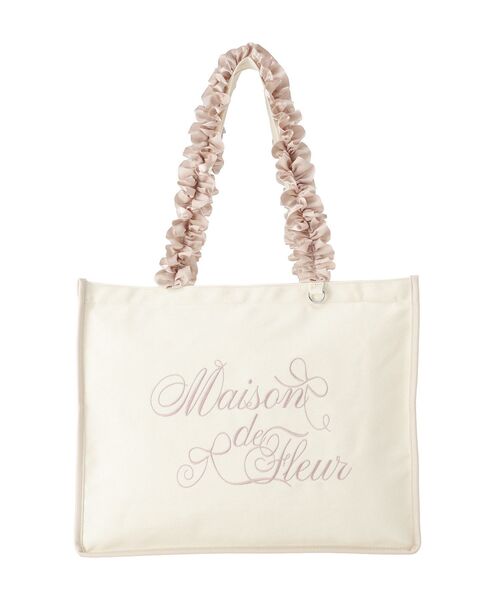 Maison de FLEUR（メゾンドフルール）の「ロゴ刺繍フリルハンドル帆布キャリーオンバッグ（トートバッグ・レディース・ピンク/ブラック・FREE）」の21枚目の写真