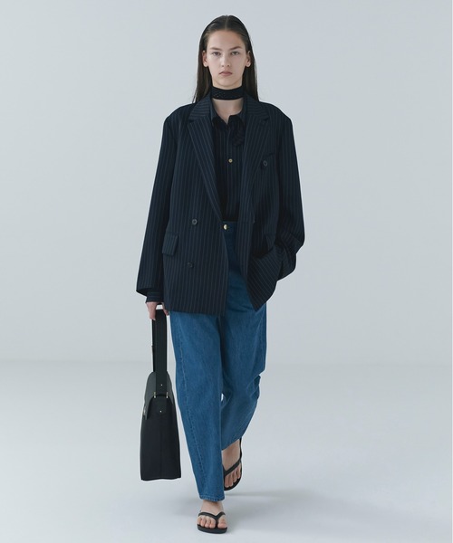 Stripe Double Cloth Chin Tab Long Sleeve Shirt（シャツ/ブラウス