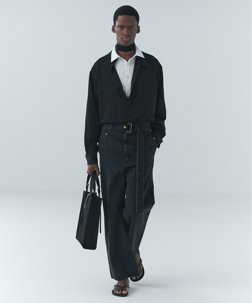 CULLNI（クルニ）の「Stripe Double Cloth Chin Tab Long Sleeve Shirt（シャツ/ブラウス・メンズ・ホワイト/ネイビー/ブラック・0/1/2）」の5枚目の写真