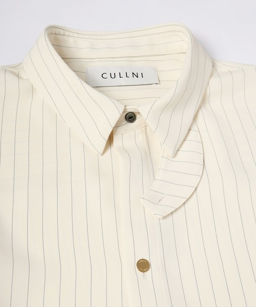 CULLNI（クルニ）の「Stripe Double Cloth Chin Tab Long Sleeve Shirt（シャツ/ブラウス・メンズ・ホワイト/ネイビー/ブラック・0/1/2）」の8枚目の写真